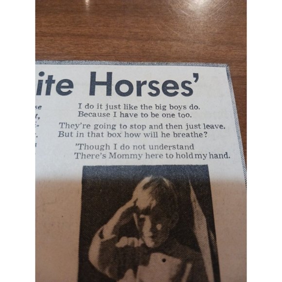 Newspaper Clipping Pres Kennedy Poem SIX WHITE HORSES 1960's History - Picture 5 of 5